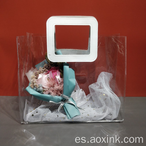 Bolsas de regalo claras empaquetado de boda lujo con mango